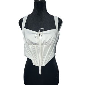 White corset tie top